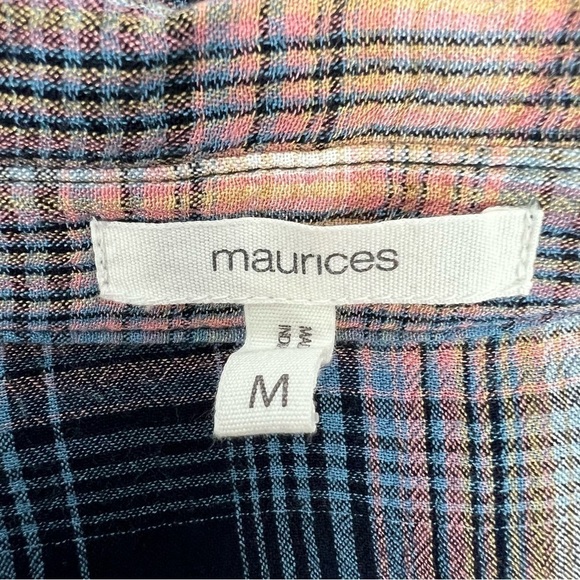MAURICES Women’s Button Shirt Sz Medium Multi Color Plaid Pocket - Picture 4 of 9